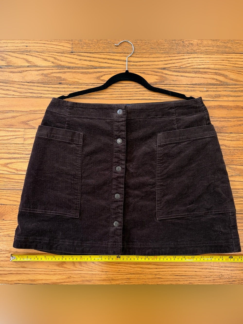GAP Dark Brown Corduroy Button-Front Mini Skirt